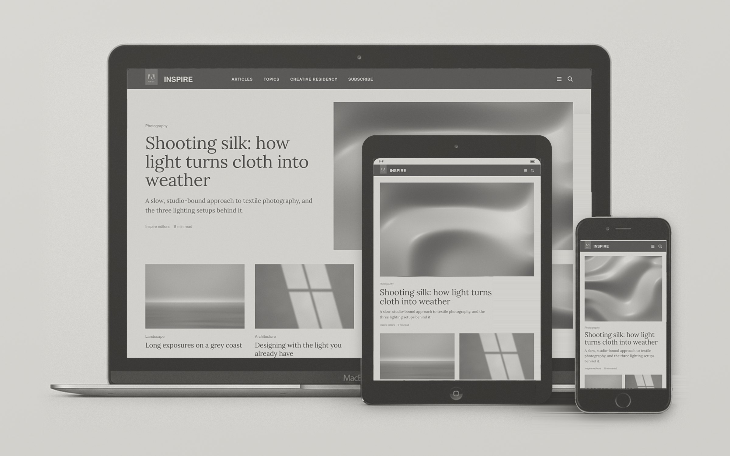 Inspire on desktop, tablet and phone